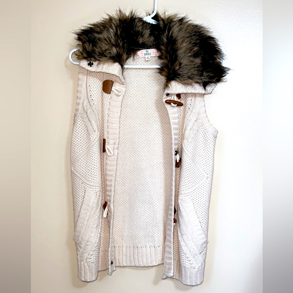 Pink Republic Tan Fur Buttoned Vest - Medium